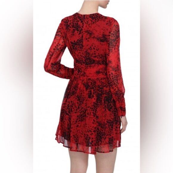 Pierre Balmain 100% mulberry silk red leopard print mini dress, M - Picture 5 of 15